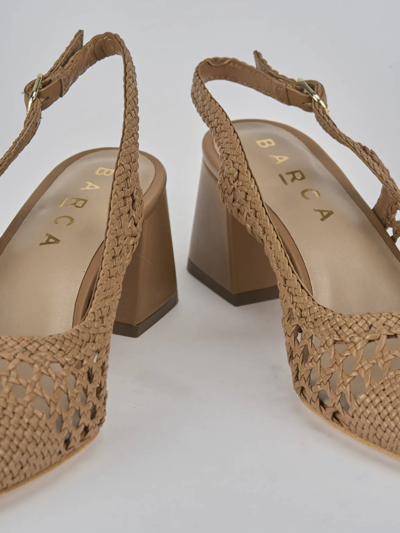 Slingback tacco 5cm pelle marrone