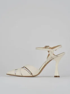Slingback tacco 9cm pelle bianco