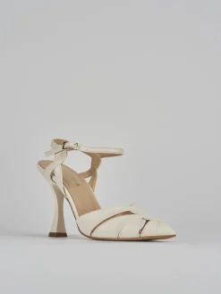 Slingback tacco 9cm pelle bianco