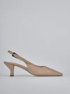 Slingback tacco 6cm pelle marrone