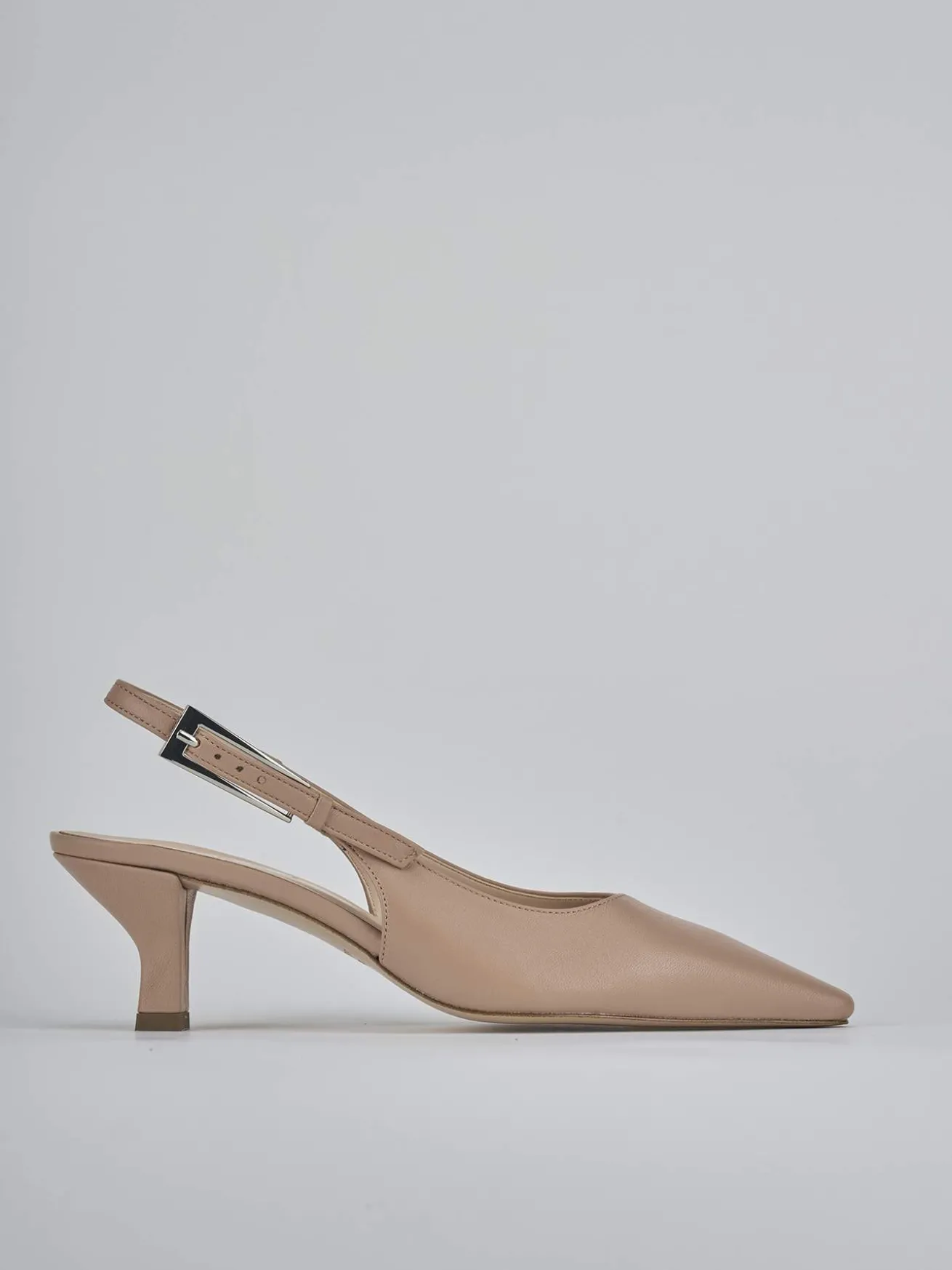 Slingback tacco 6cm pelle marrone