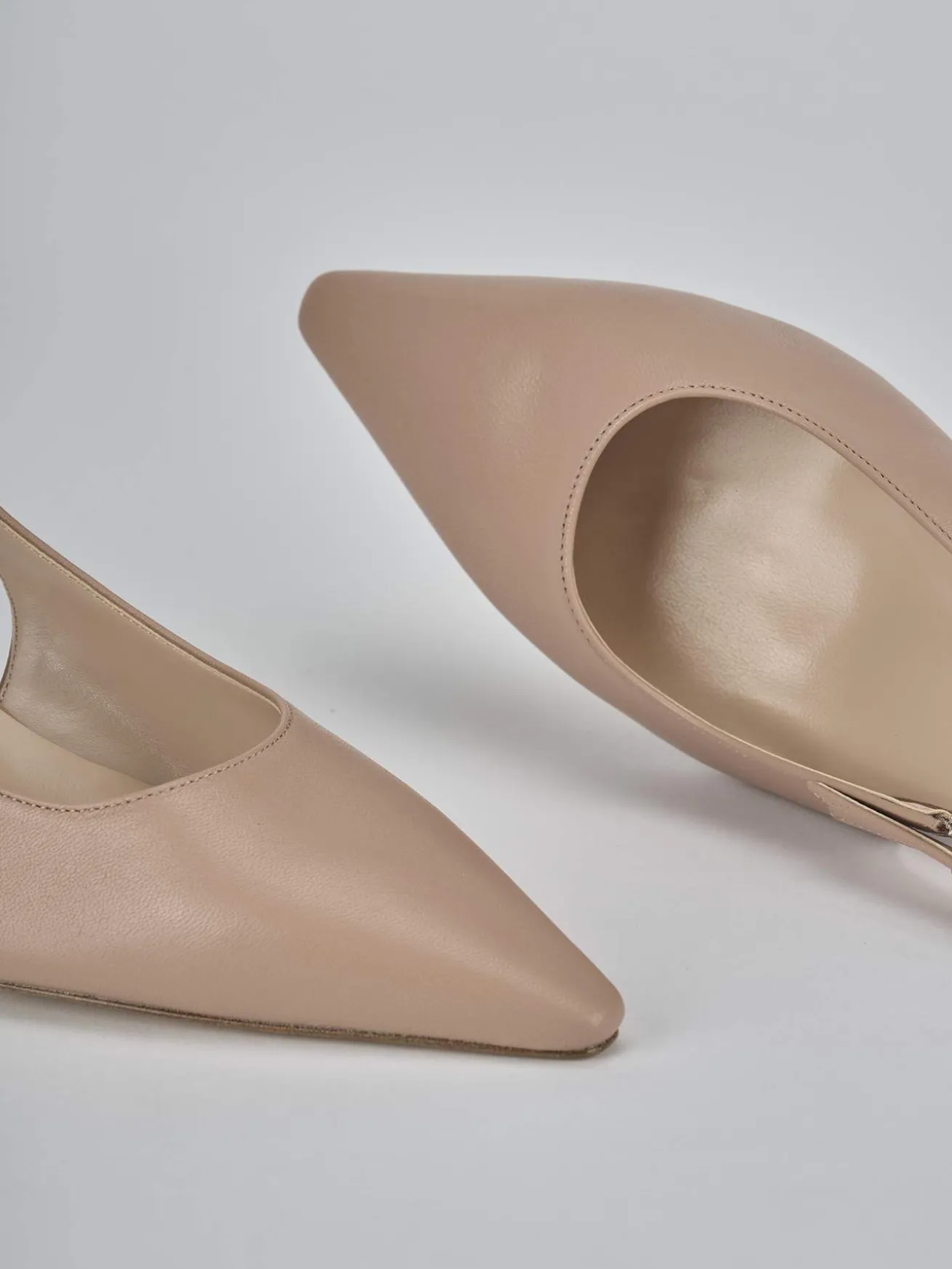 Slingback tacco 6cm pelle marrone