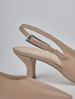 Slingback tacco 6cm pelle marrone