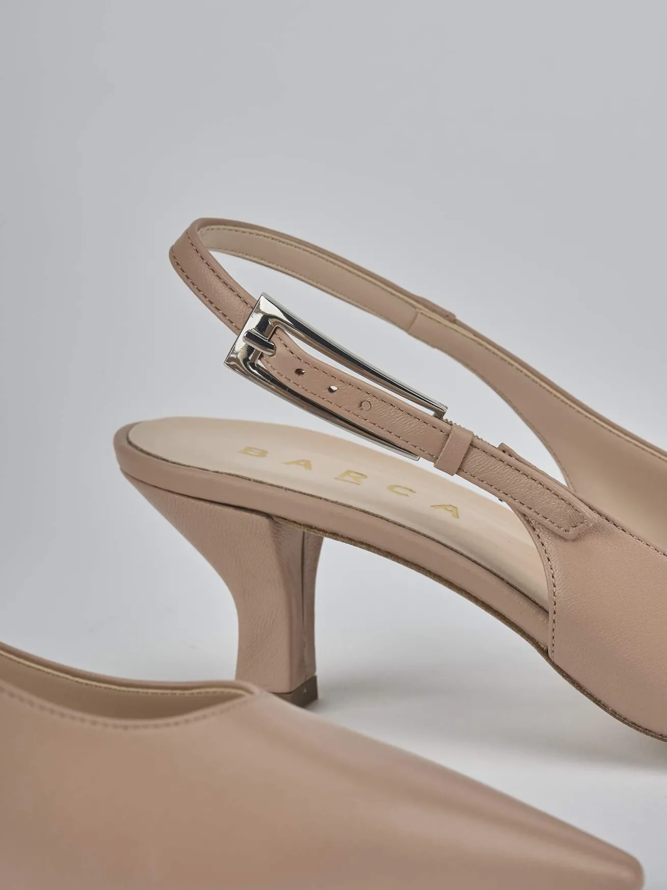 Slingback tacco 6cm pelle marrone