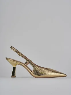 Slingback tacco 8cm pelle oro