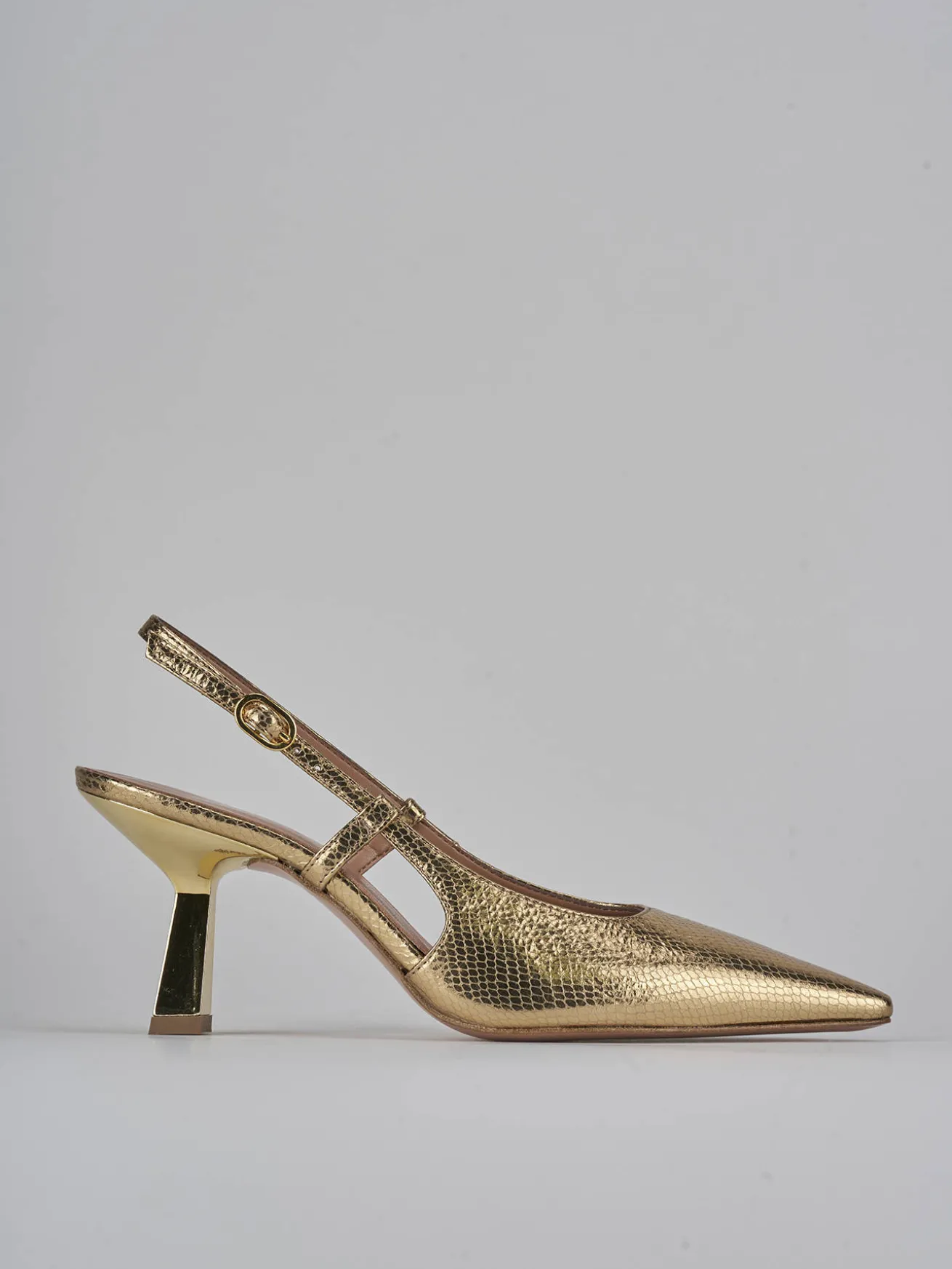 Slingback tacco 8cm pelle oro