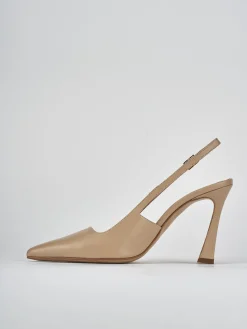 Slingback tacco 9cm pelle marrone