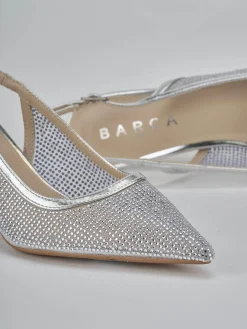 Slingback tacco 6cm pelle argento