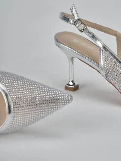 Slingback tacco 6cm pelle argento