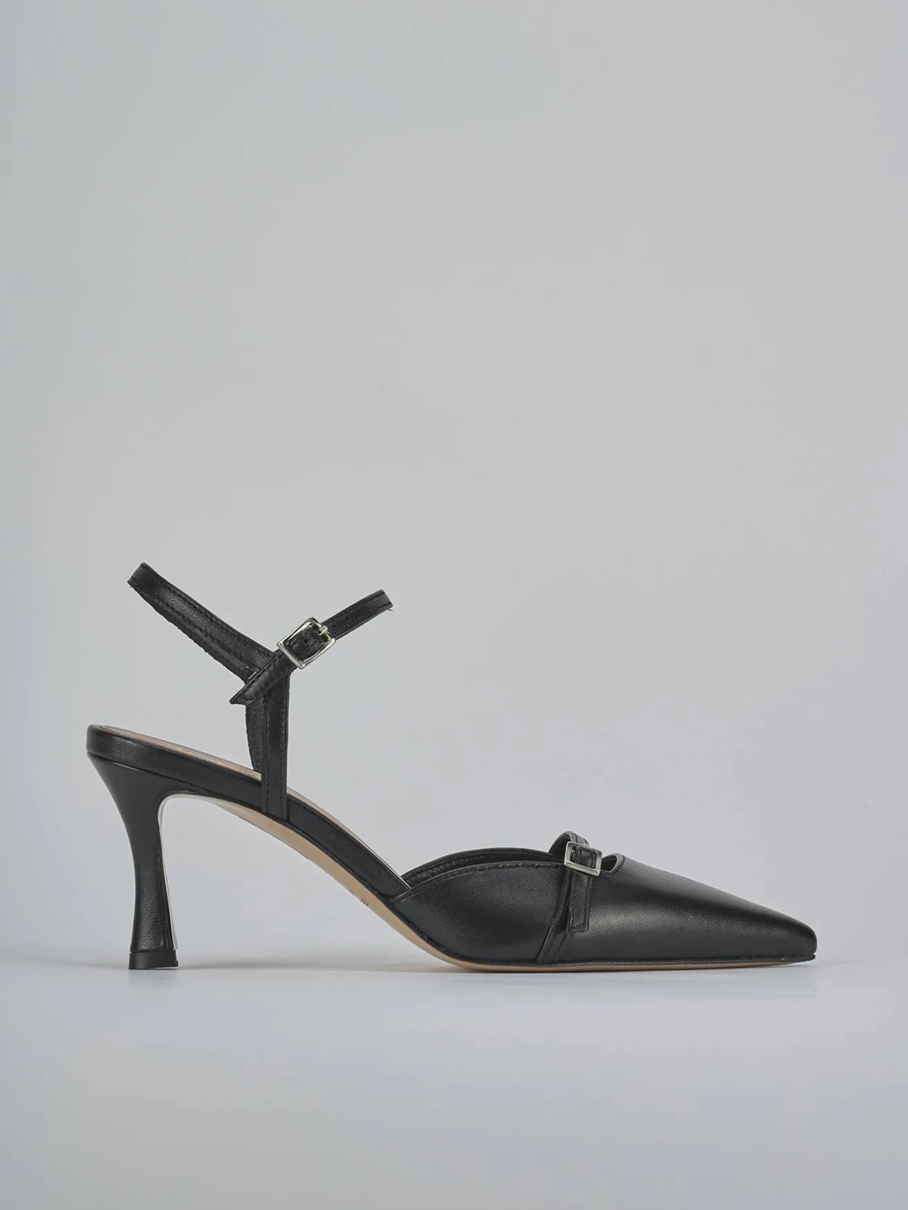 Slingback tacco 8cm pelle nero