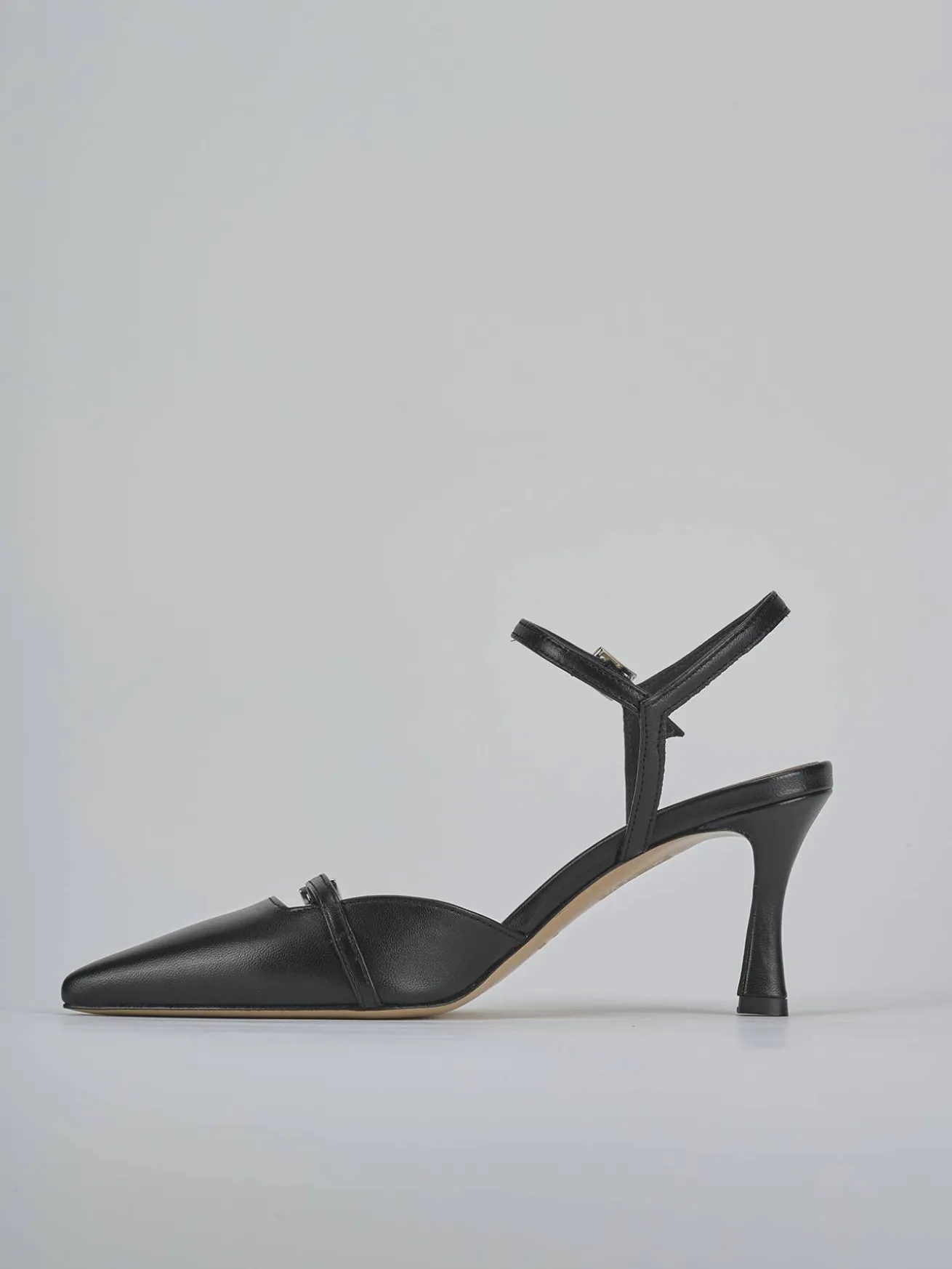 Slingback tacco 8cm pelle nero