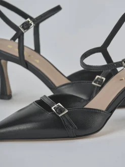Slingback tacco 8cm pelle nero