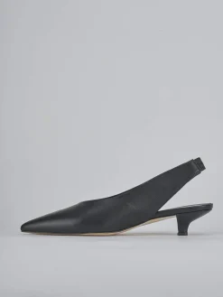 Slingback tacco 4cm pelle nero