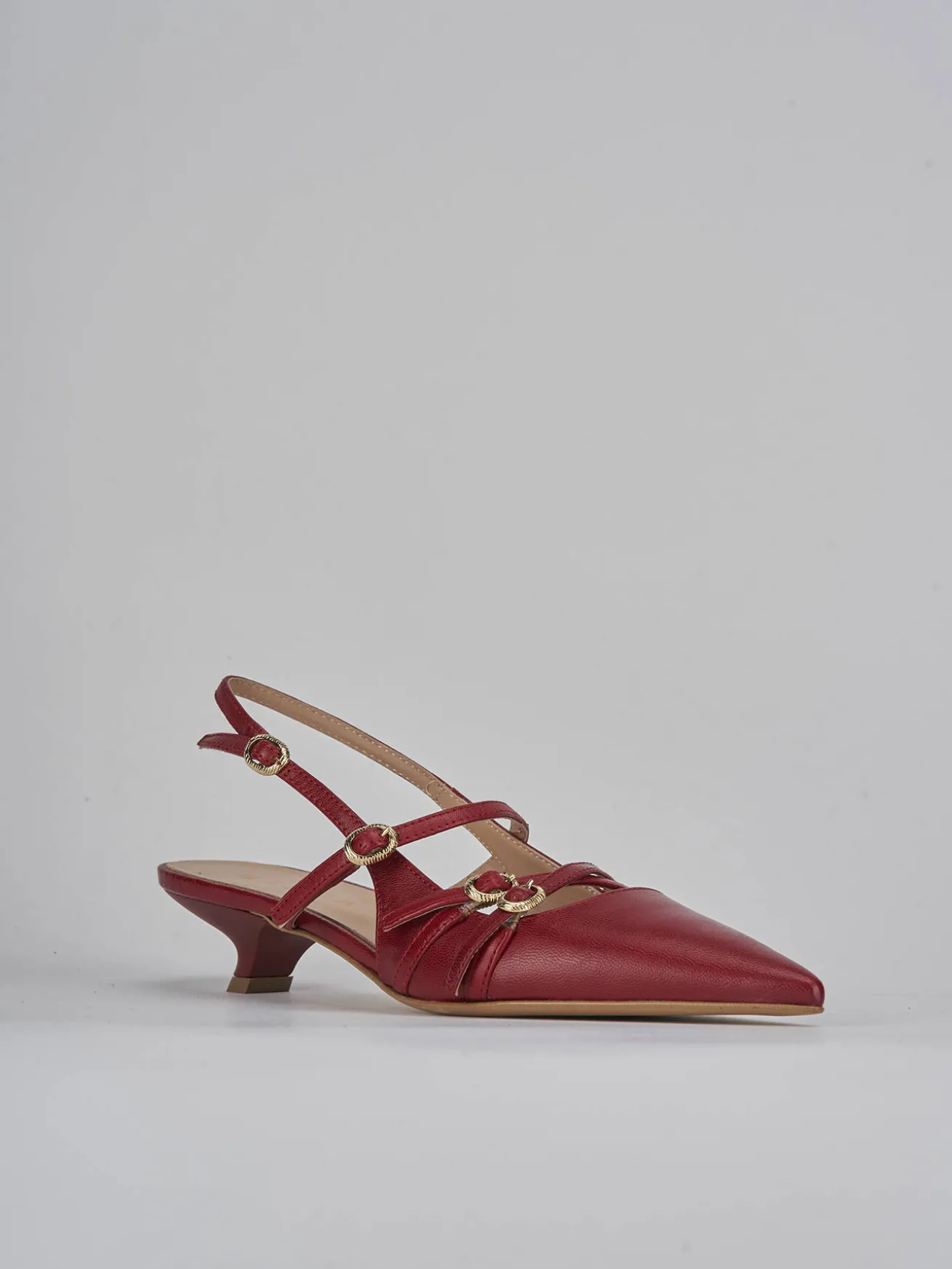 Slingback tacco 3cm pelle bordo'