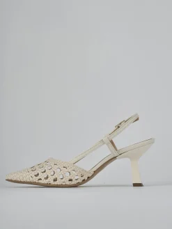 Slingback tacco 7cm pelle bianco