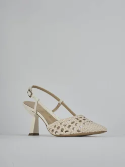 Slingback tacco 7cm pelle bianco