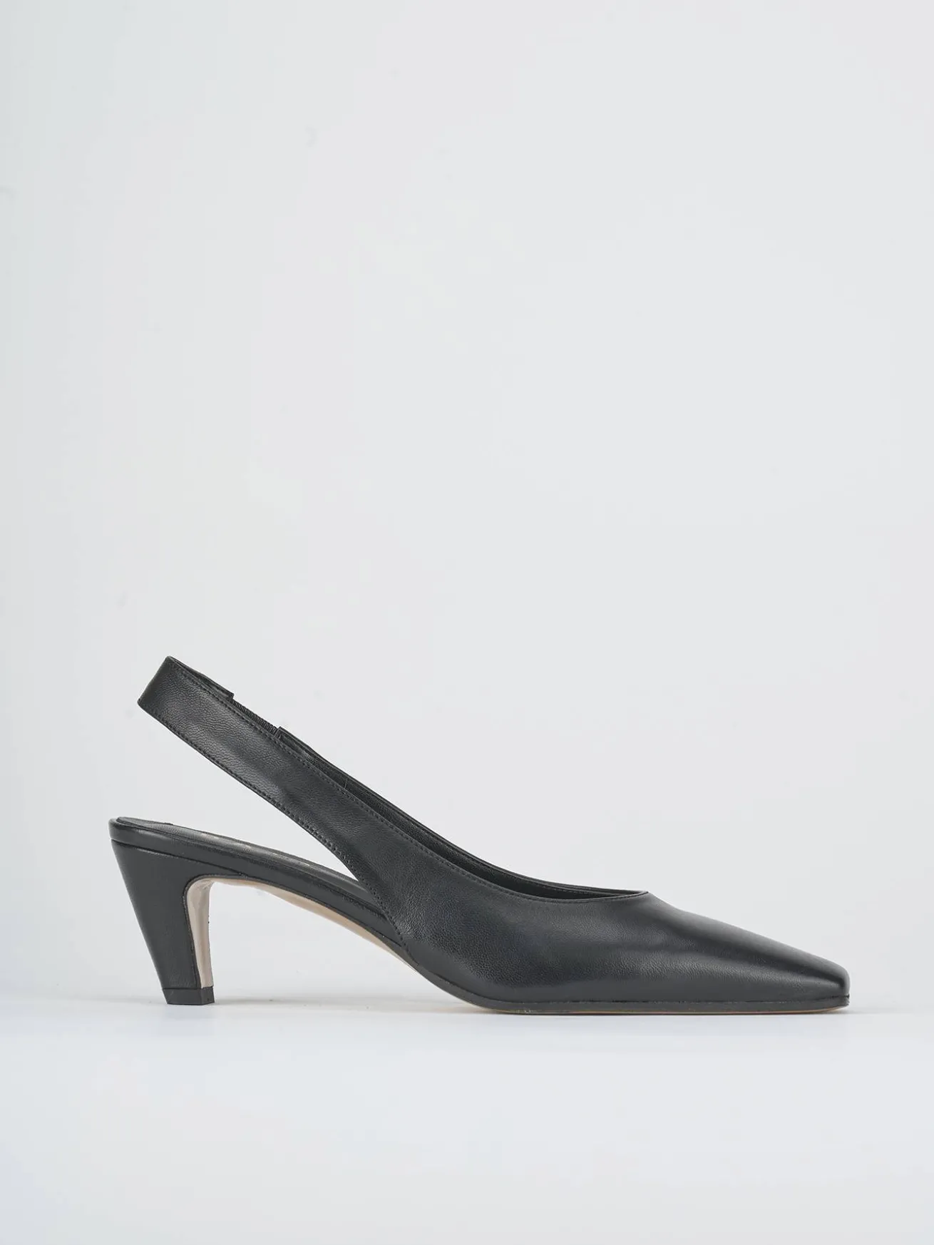 Slingback tacco 5cm pelle nero
