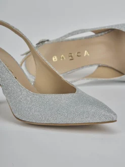 Slingback tacco 7cm pelle argento