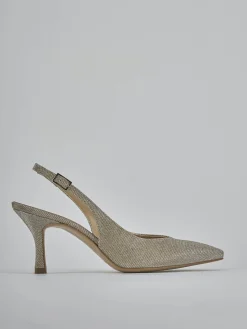 Slingback tacco 7cm pelle oro