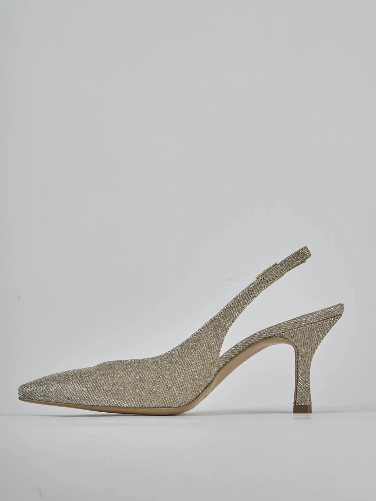 Slingback tacco 7cm pelle oro