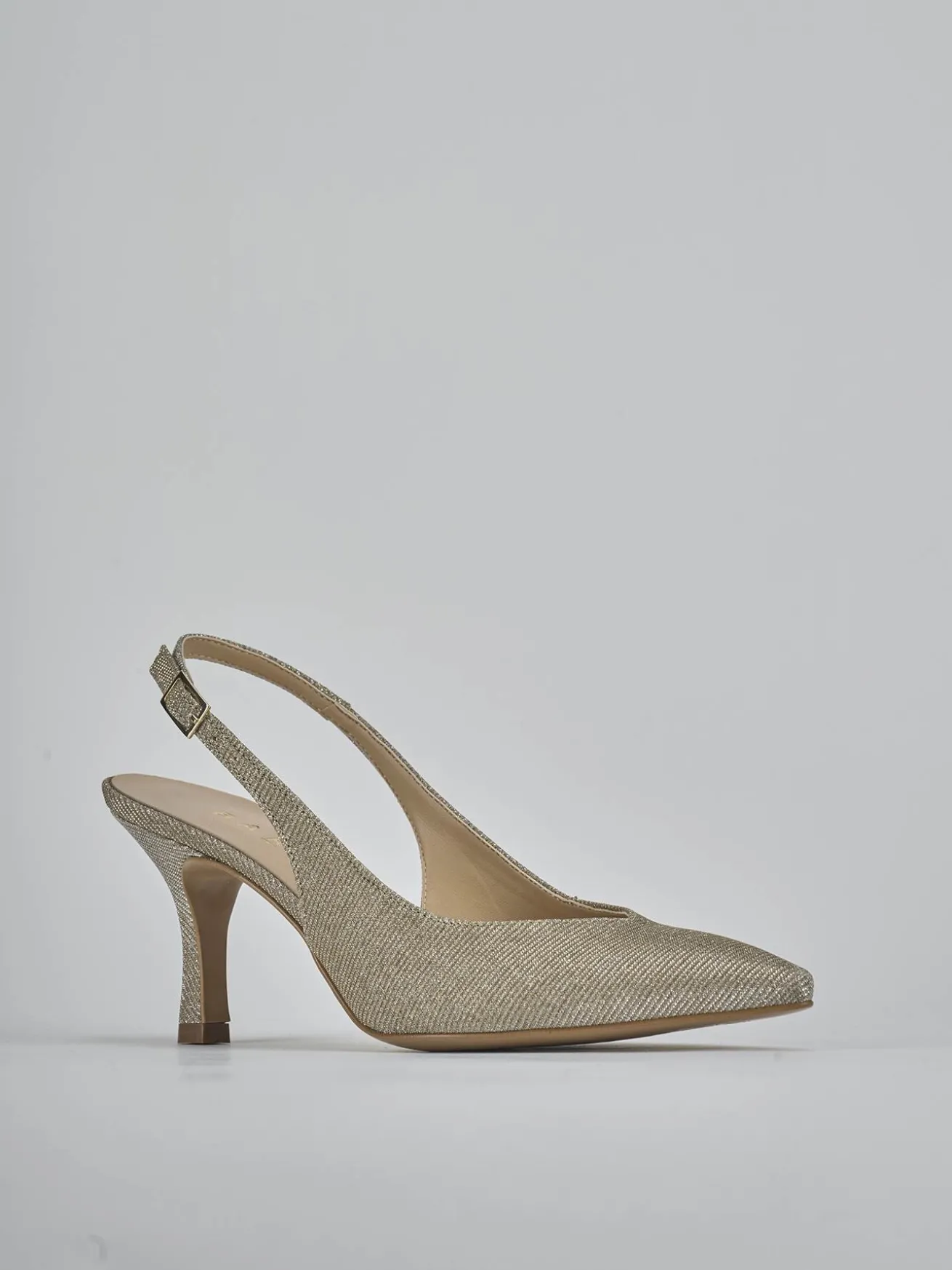 Slingback tacco 7cm pelle oro