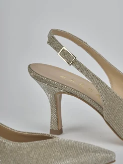 Slingback tacco 7cm pelle oro