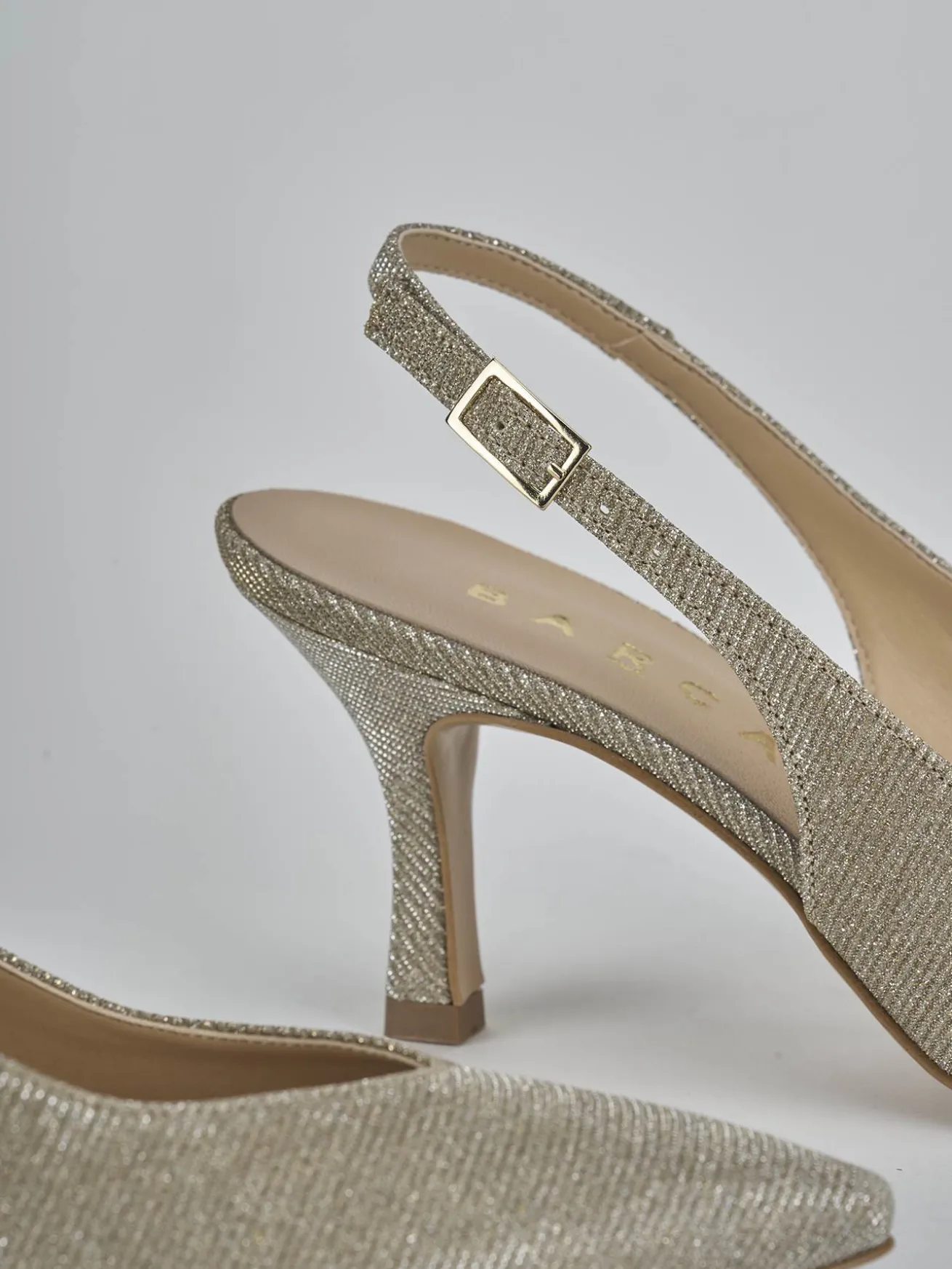 Slingback tacco 7cm pelle oro