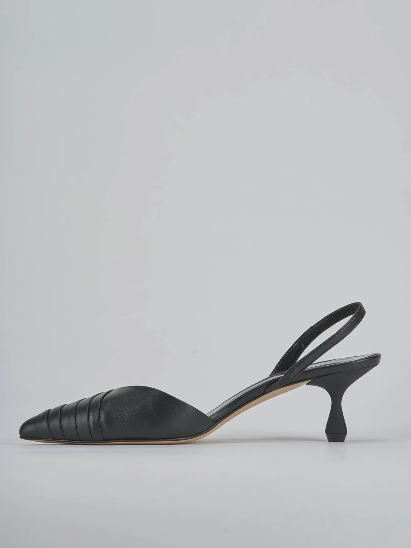 Slingback tacco 5cm pelle nero