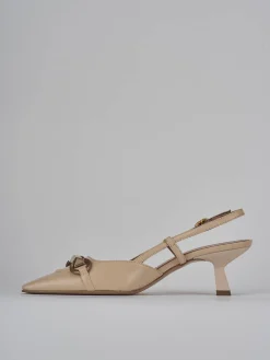 Slingback tacco 6cm pelle beige