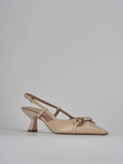 Slingback tacco 6cm pelle beige