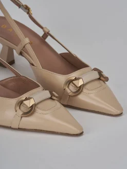 Slingback tacco 6cm pelle beige