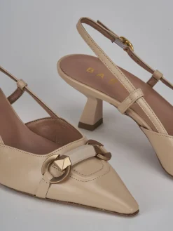 Slingback tacco 6cm pelle beige