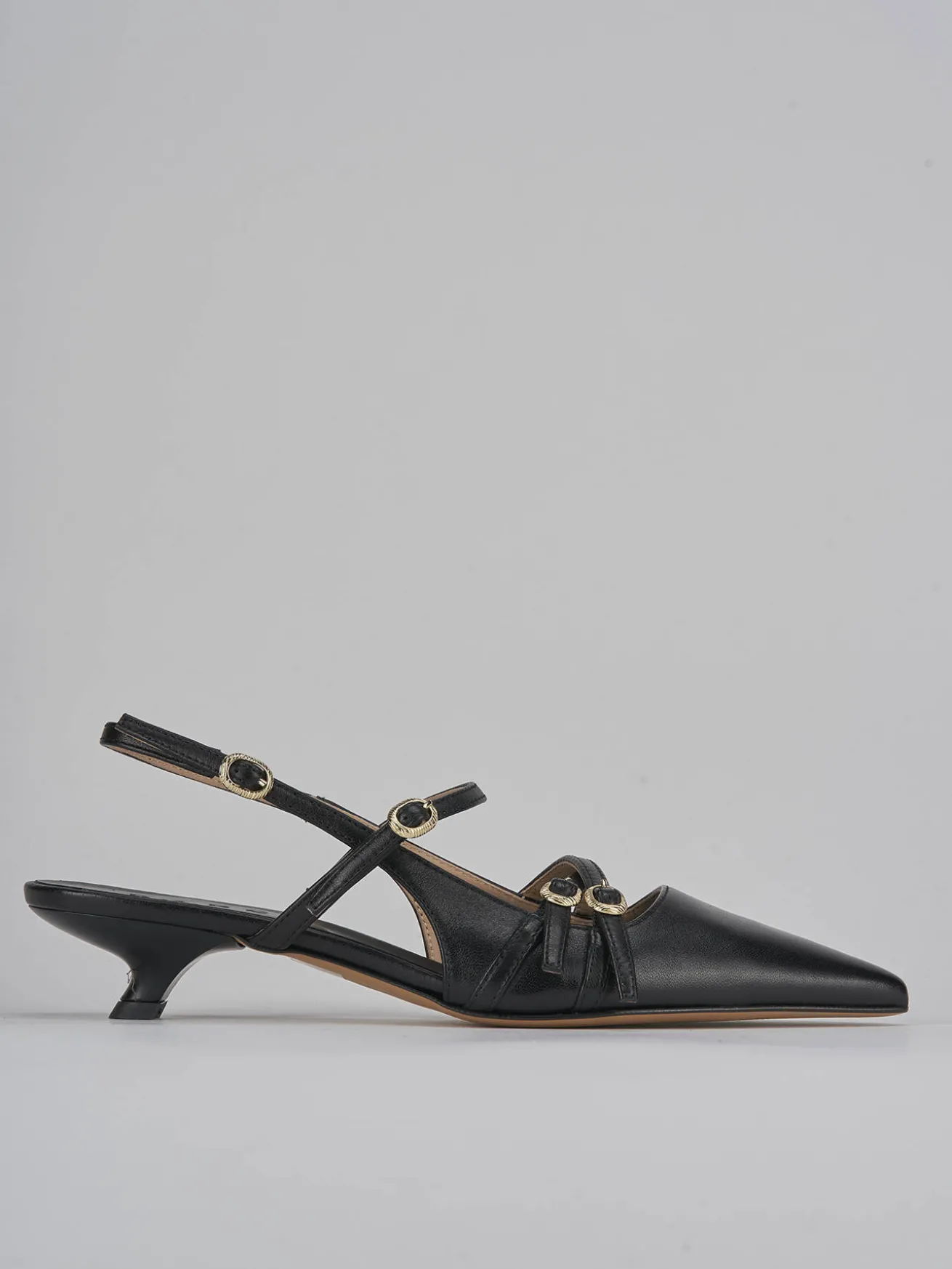 Slingback tacco 3cm pelle nero