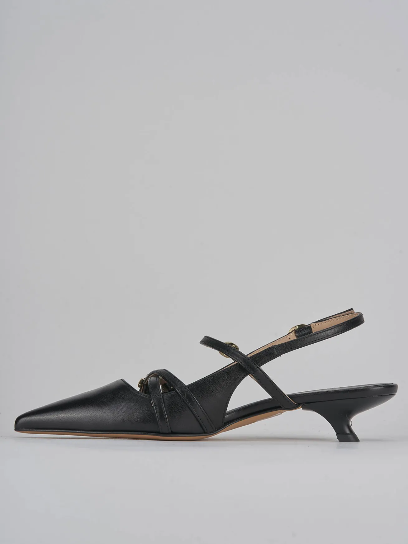 Slingback tacco 3cm pelle nero