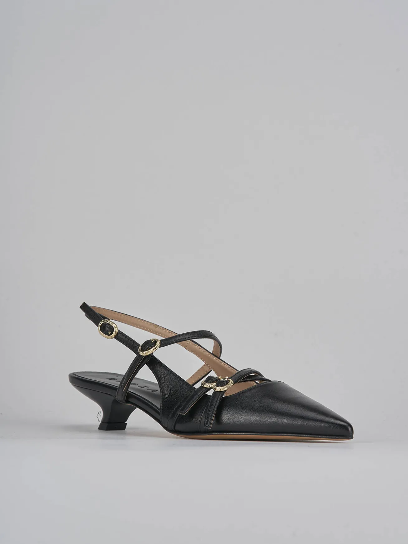 Slingback tacco 3cm pelle nero