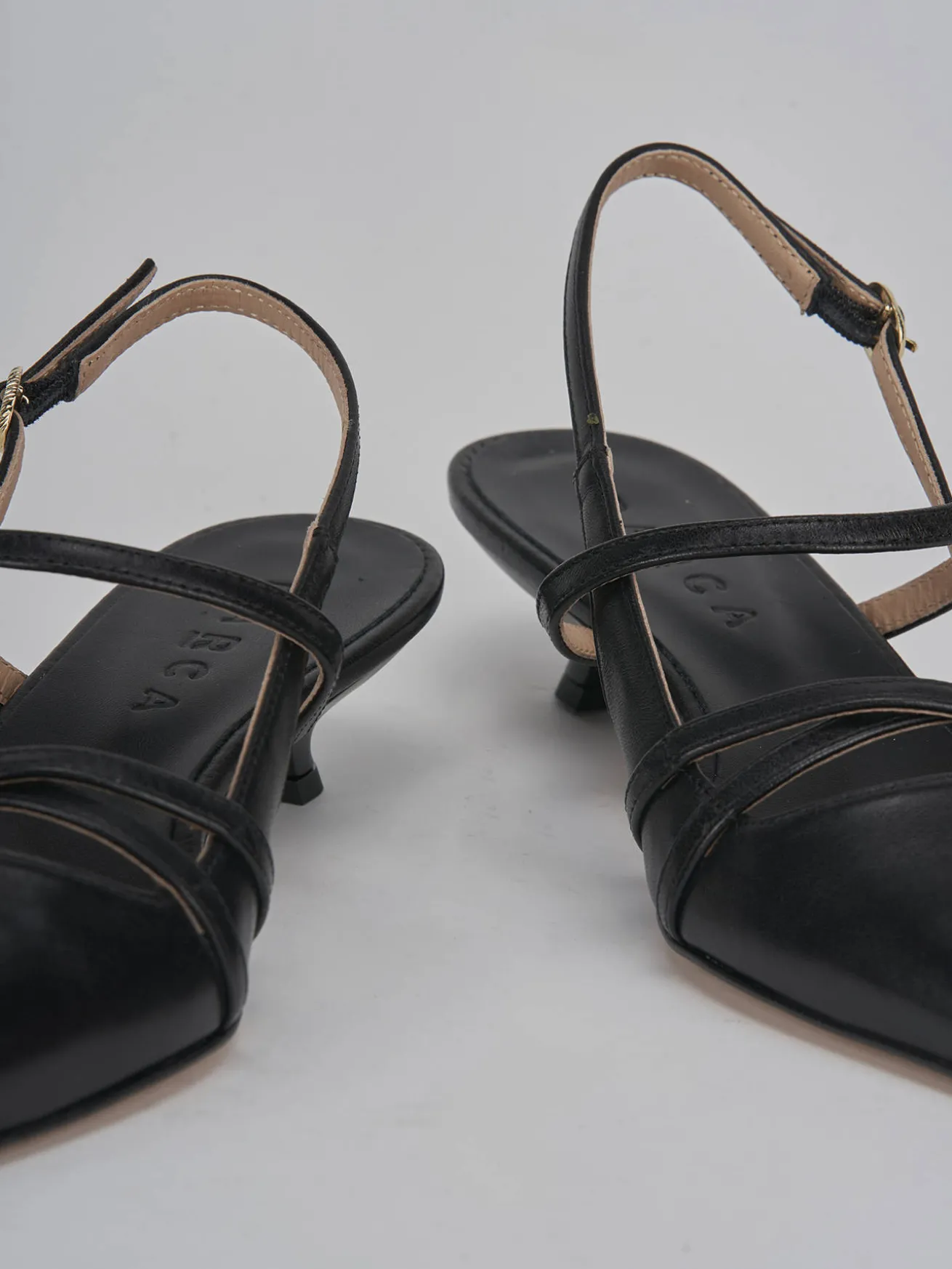 Slingback tacco 3cm pelle nero