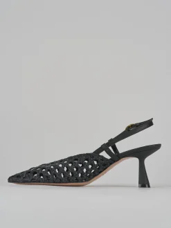 Slingback tacco 7cm pelle nero