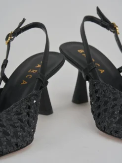 Slingback tacco 7cm pelle nero