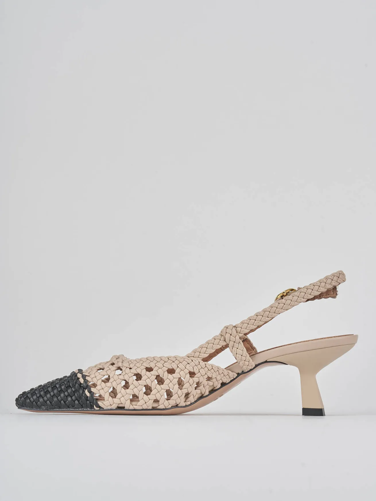 Slingback tacco 6cm pelle beige