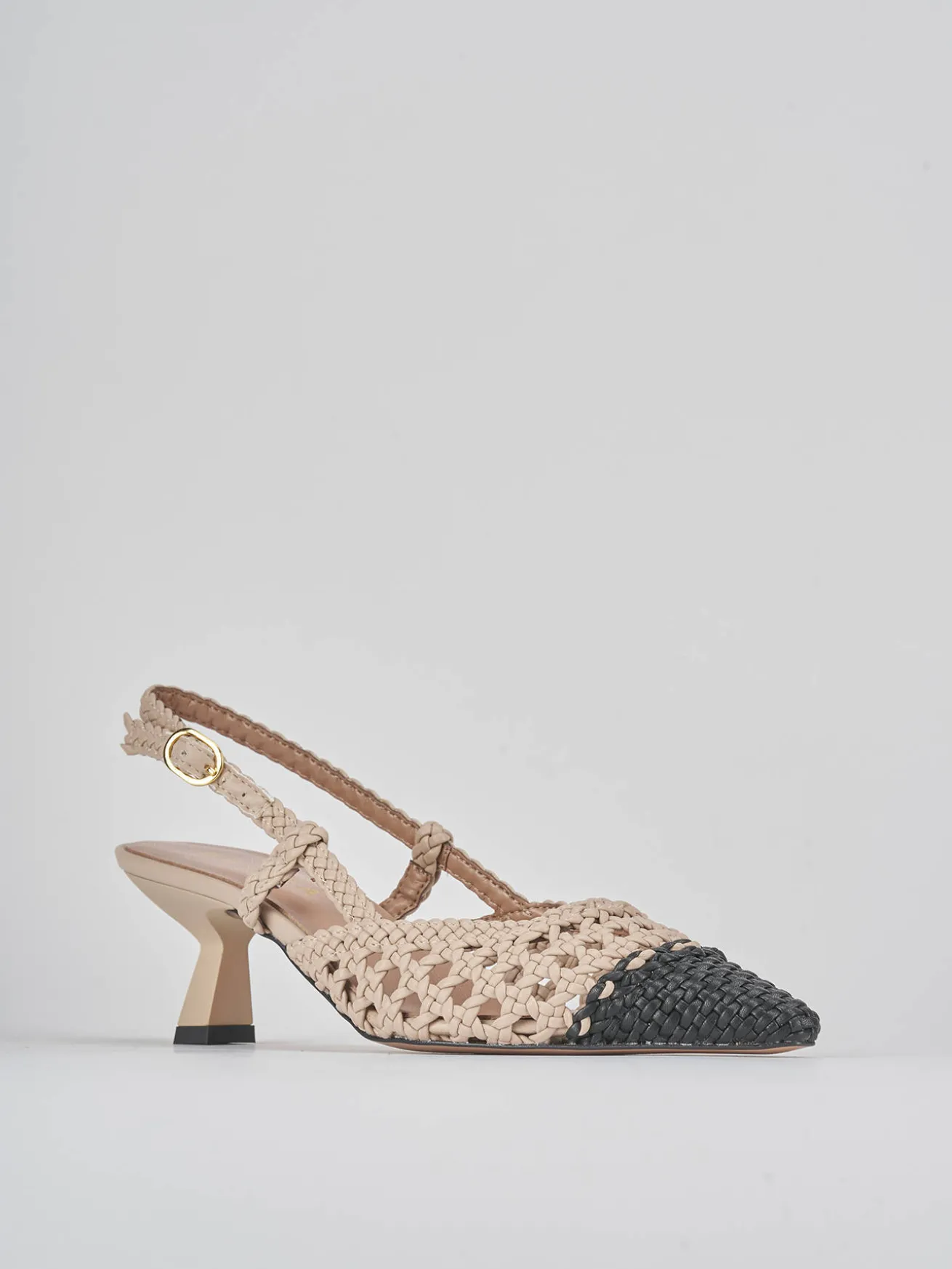 Slingback tacco 6cm pelle beige
