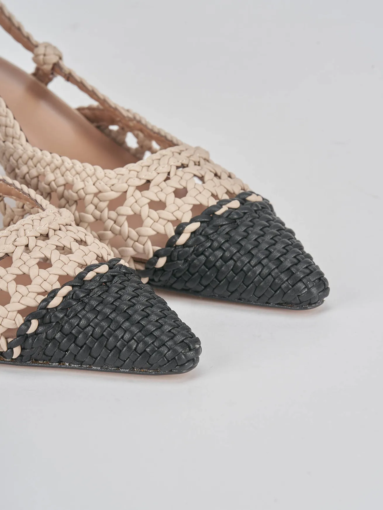 Slingback tacco 6cm pelle beige