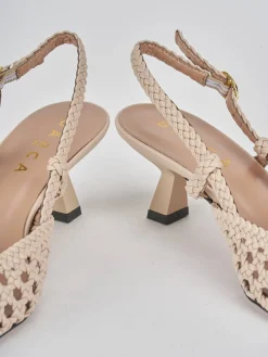 Slingback tacco 6cm pelle beige
