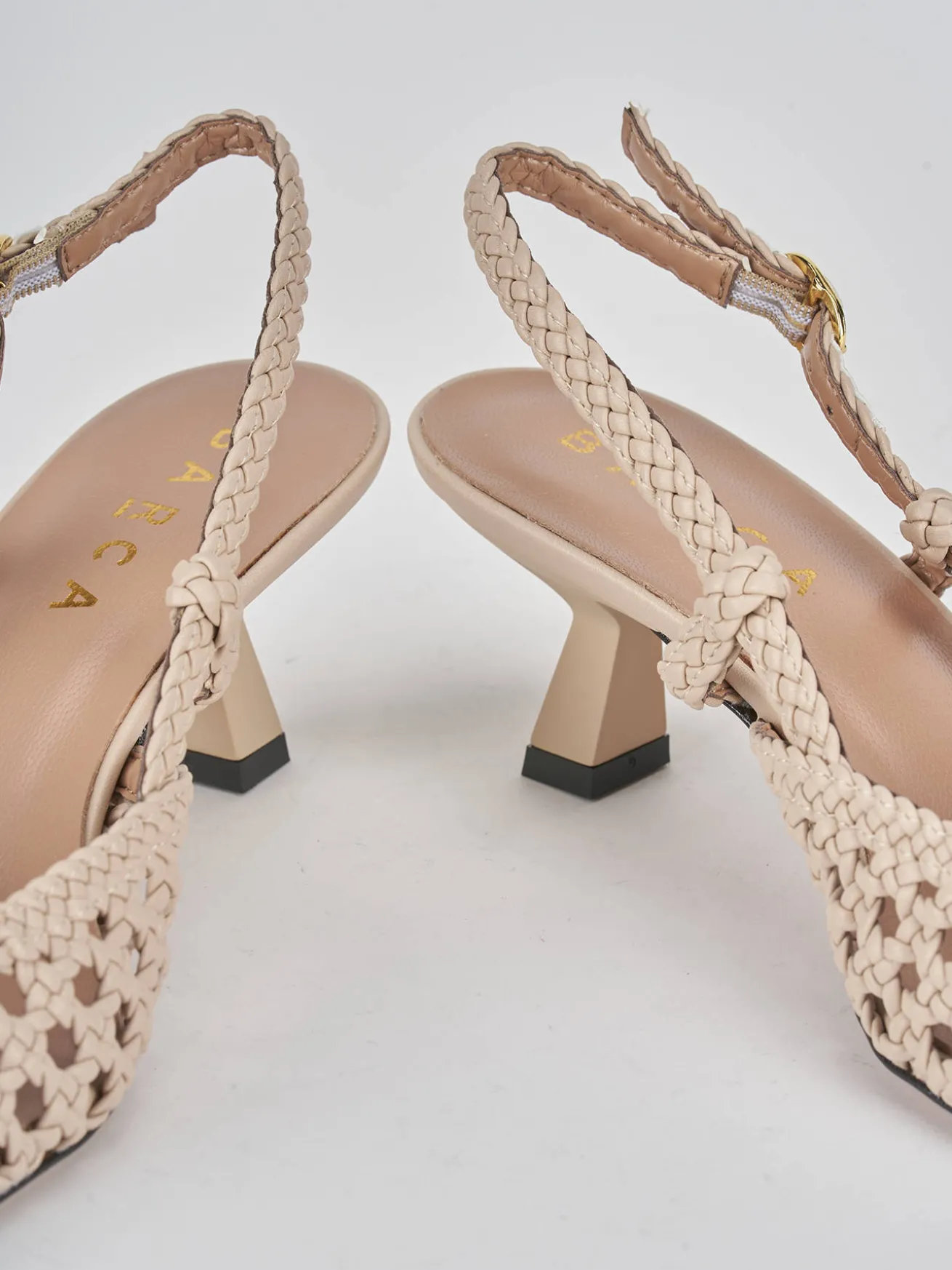 Slingback tacco 6cm pelle beige