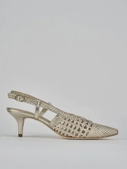 Slingback tacco 5cm pelle oro