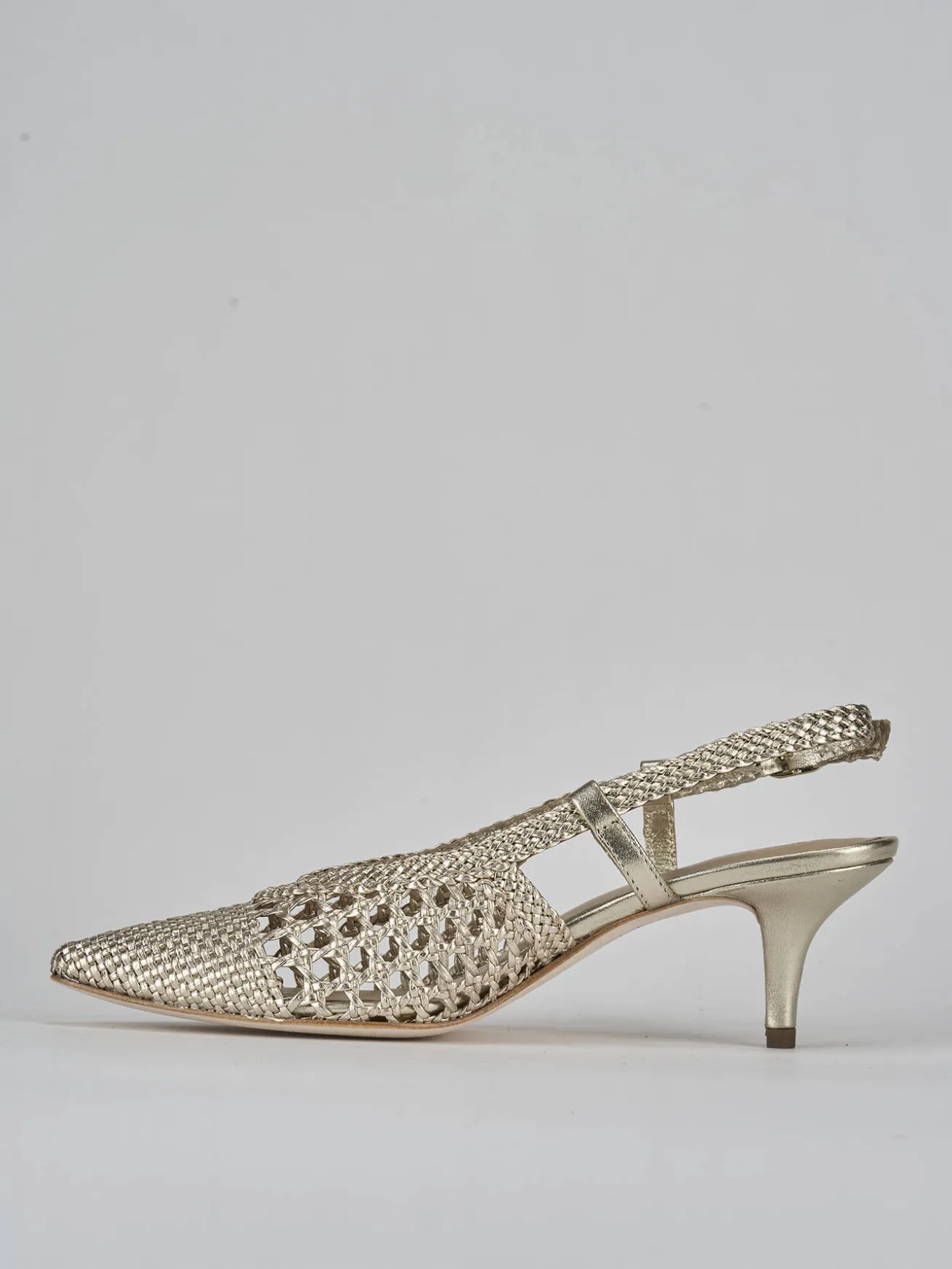 Slingback tacco 5cm pelle oro