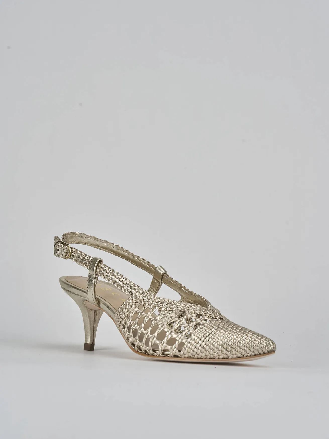 Slingback tacco 5cm pelle oro