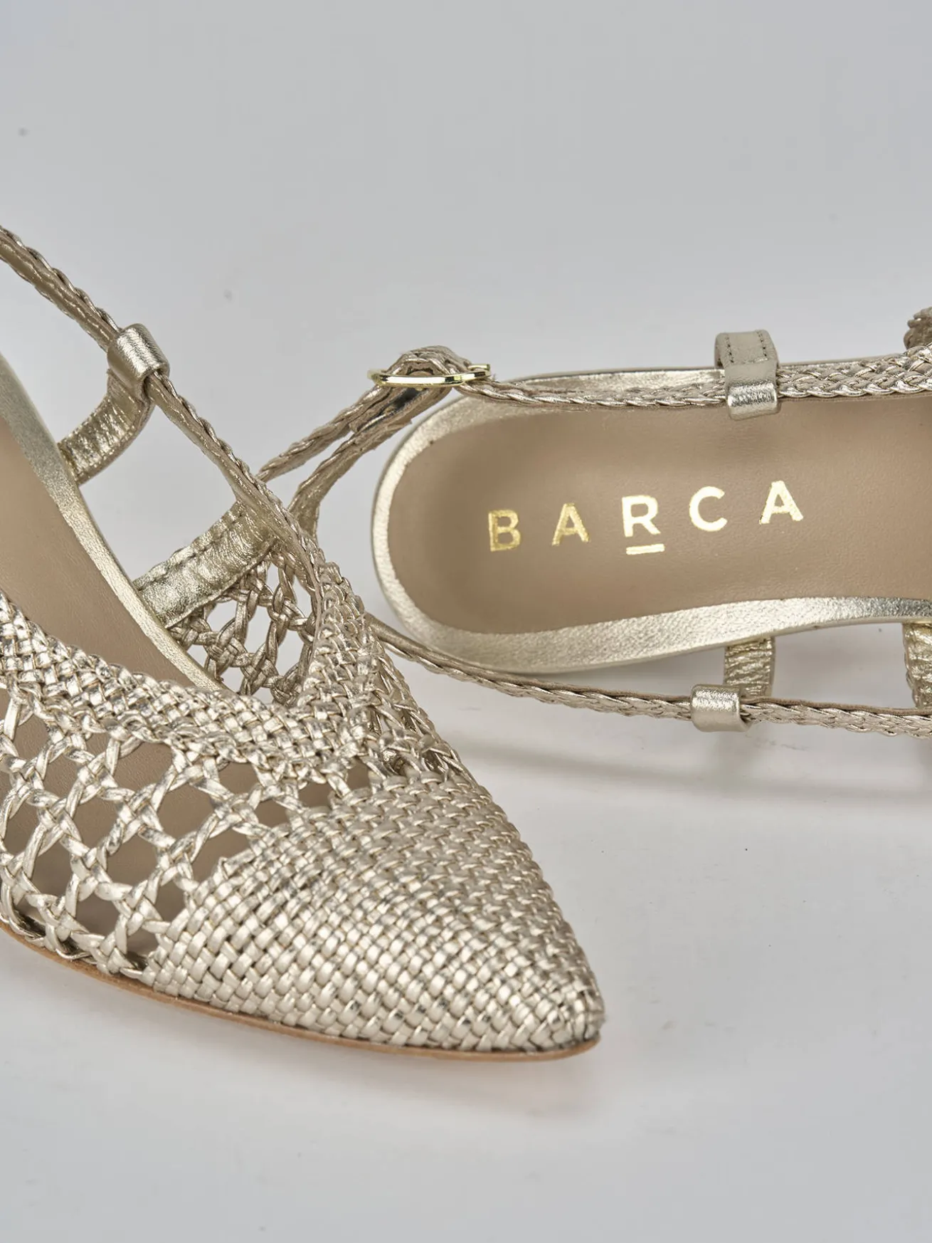 Slingback tacco 5cm pelle oro