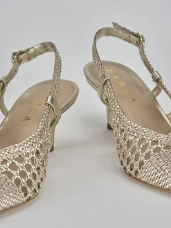 Slingback tacco 5cm pelle oro