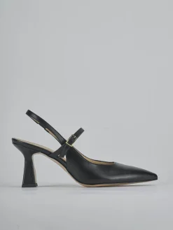 Slingback tacco 7cm pelle nero