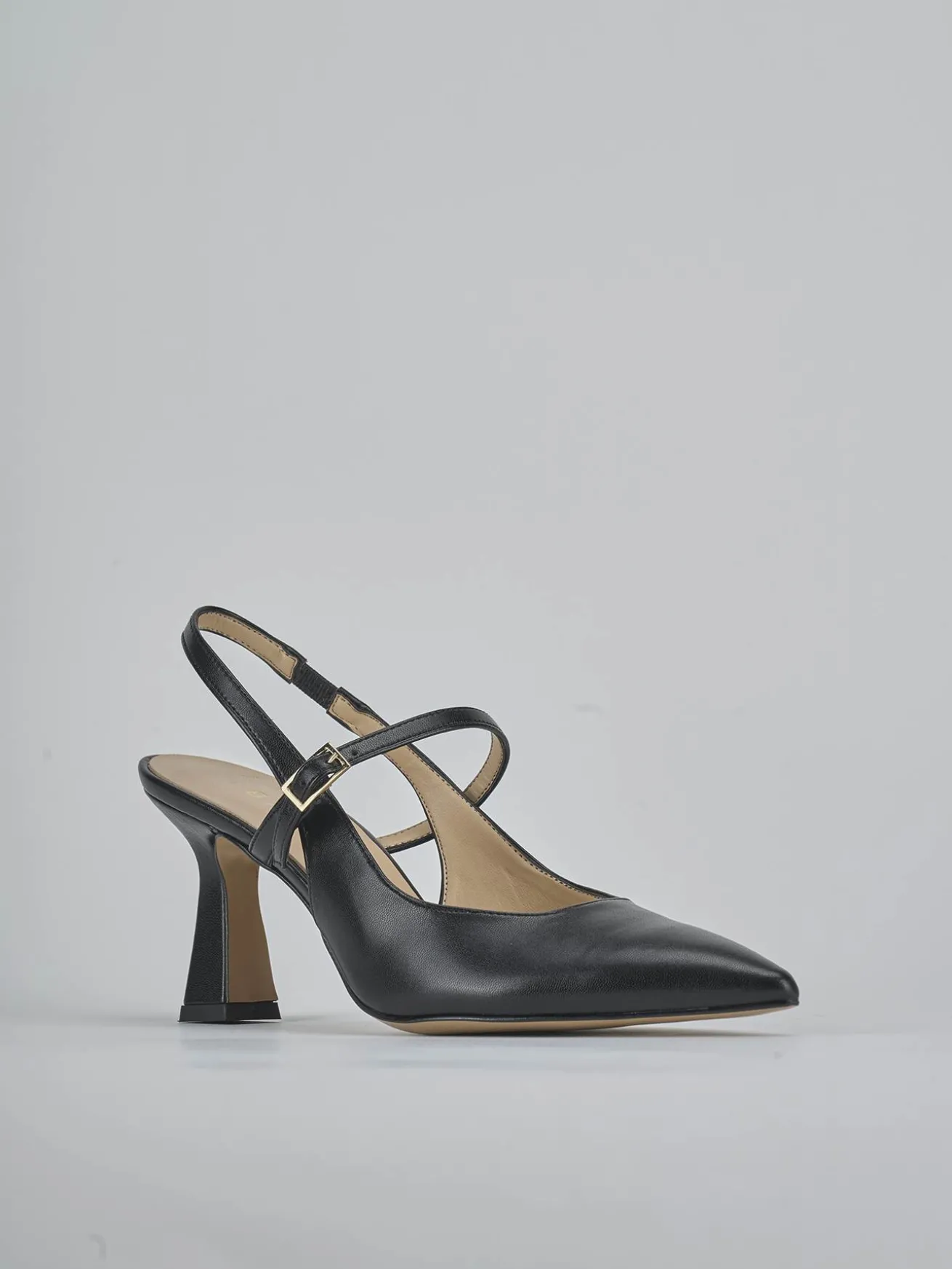 Slingback tacco 7cm pelle nero